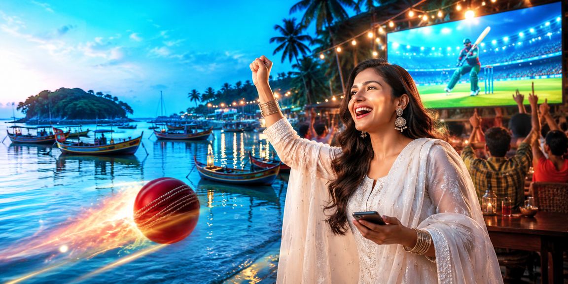 A young Bangladeshi man betting on cricket from his mobile phone at the beach.